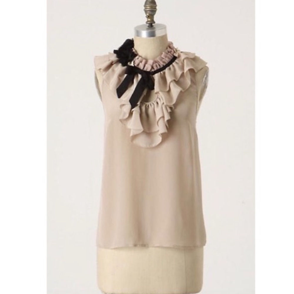 Anthropologie Floreat Chilled Ripples Shell silk